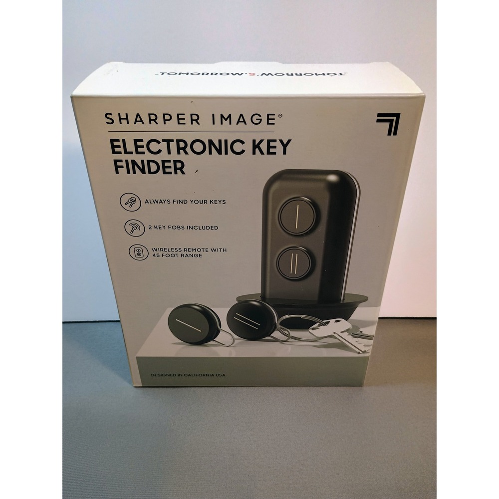 Sharper Image Electronic Key Finder Wireless Remote 2 Key Fobs 45ft Range Black